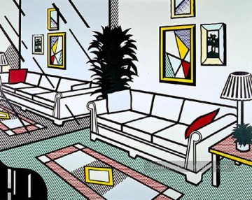 Roy Lichtenstein Painting - interior with mirrored wall 1991 Roy Lichtenstein